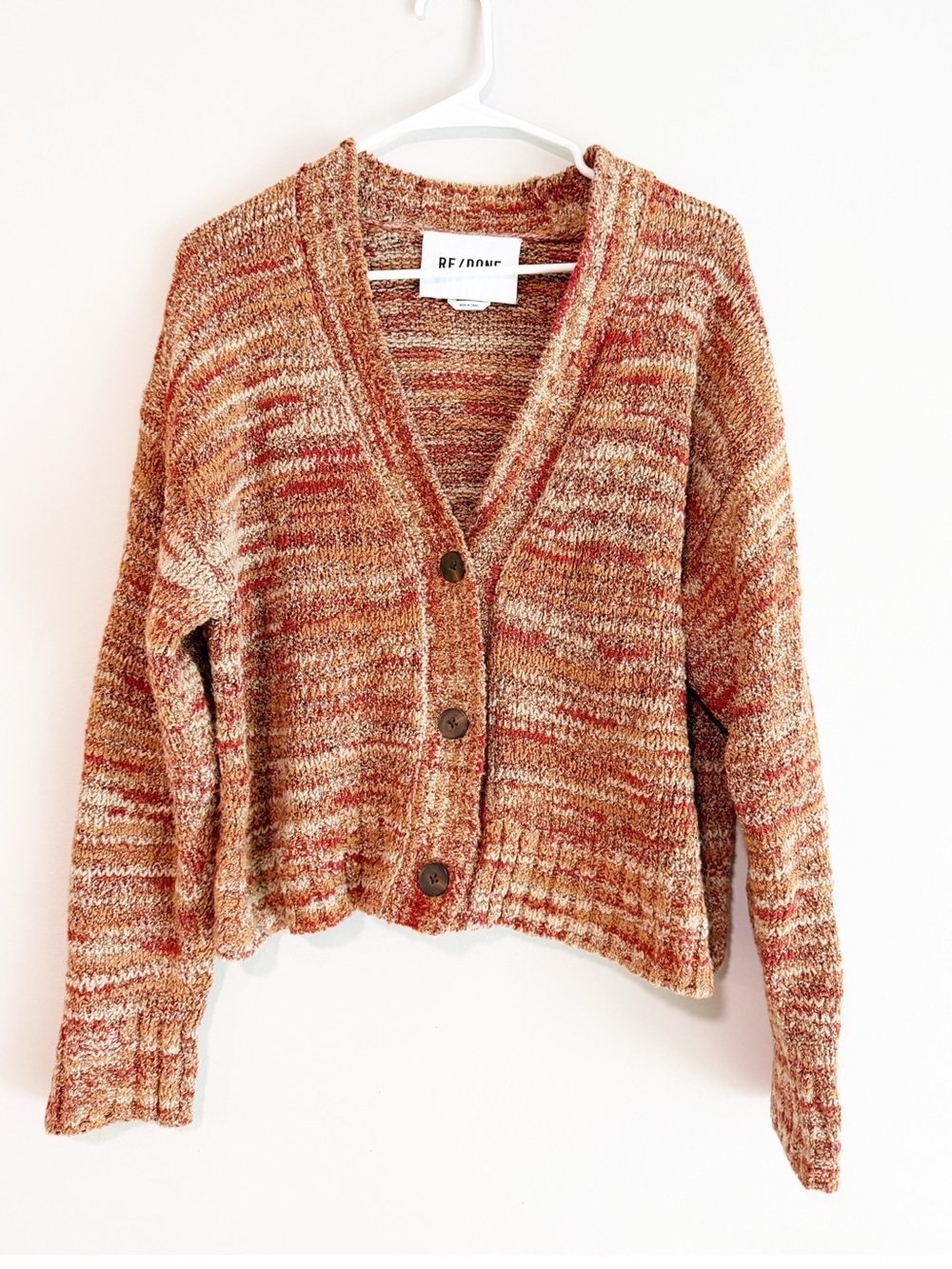 Re/done 90s crop cardigan terra multi size medium